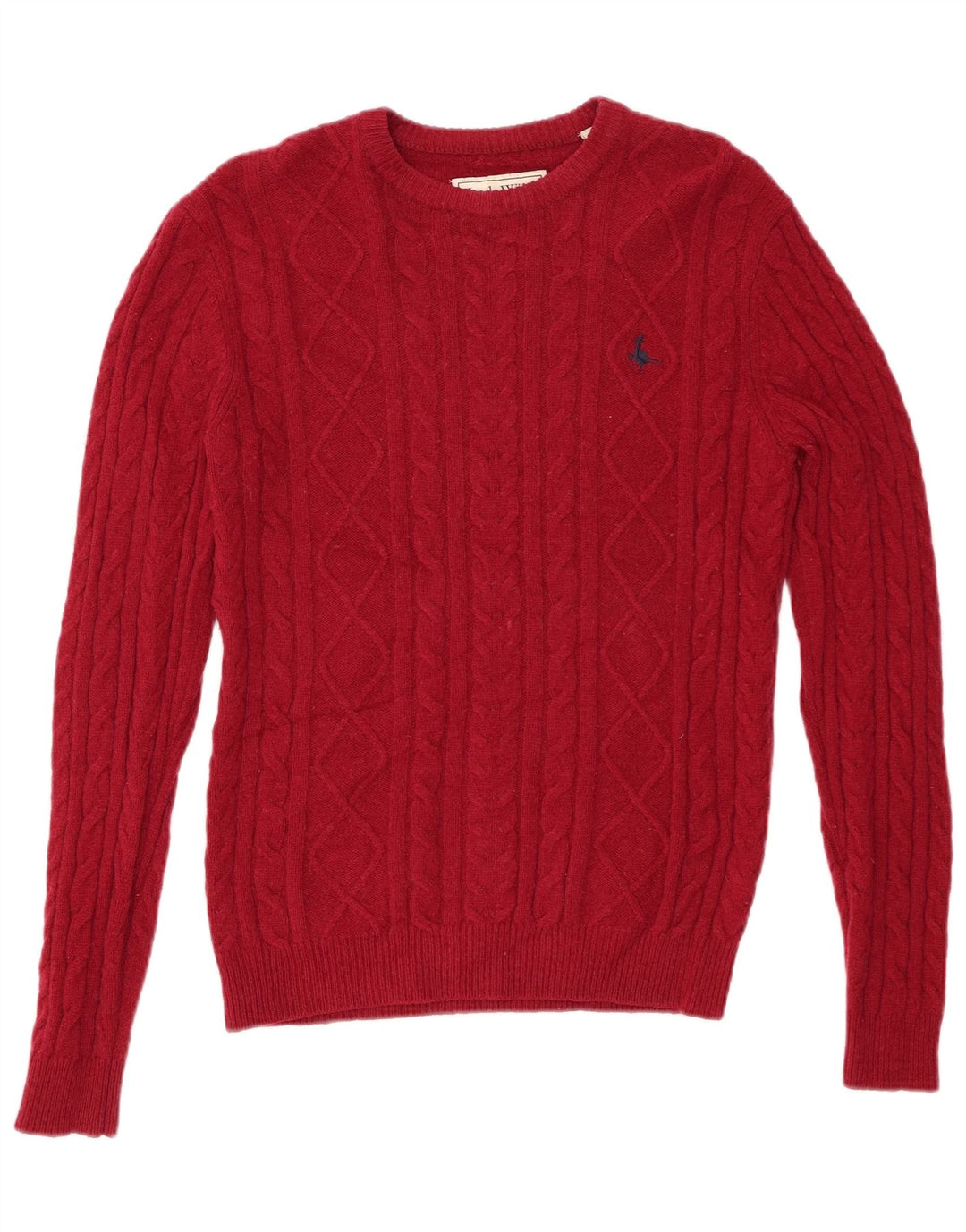 JACK WILLS Jersey de cuello redondo para hombre pequeño de lana roja