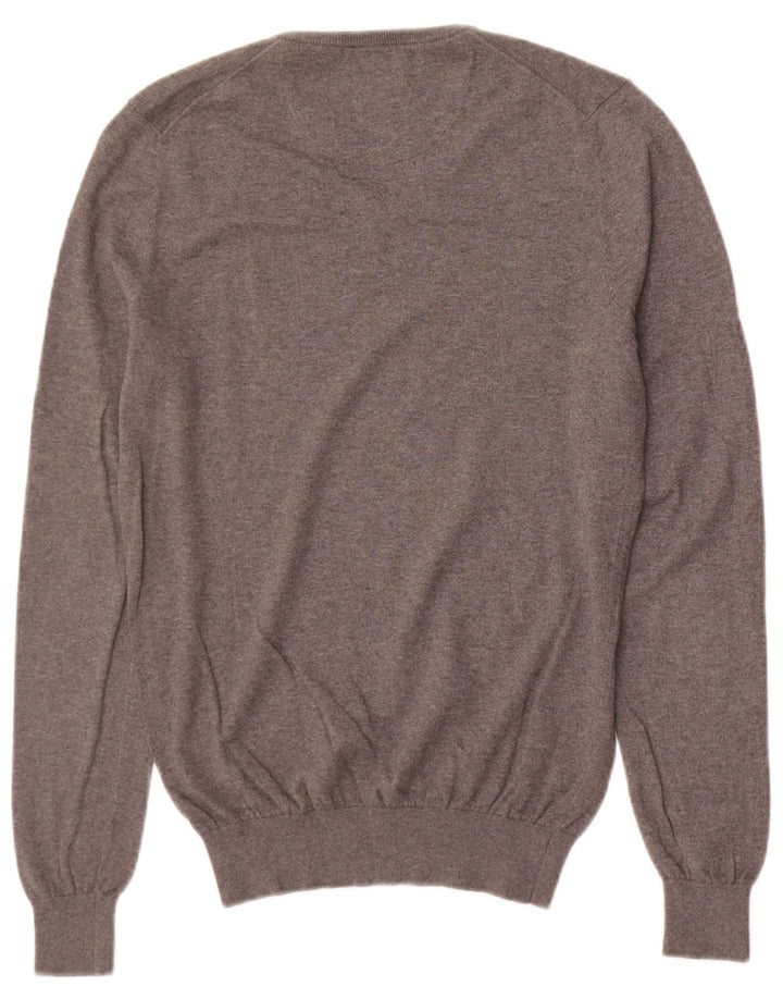 Massimo Dutti Jersey Cuello Pico Hombre Small Gris Algodón