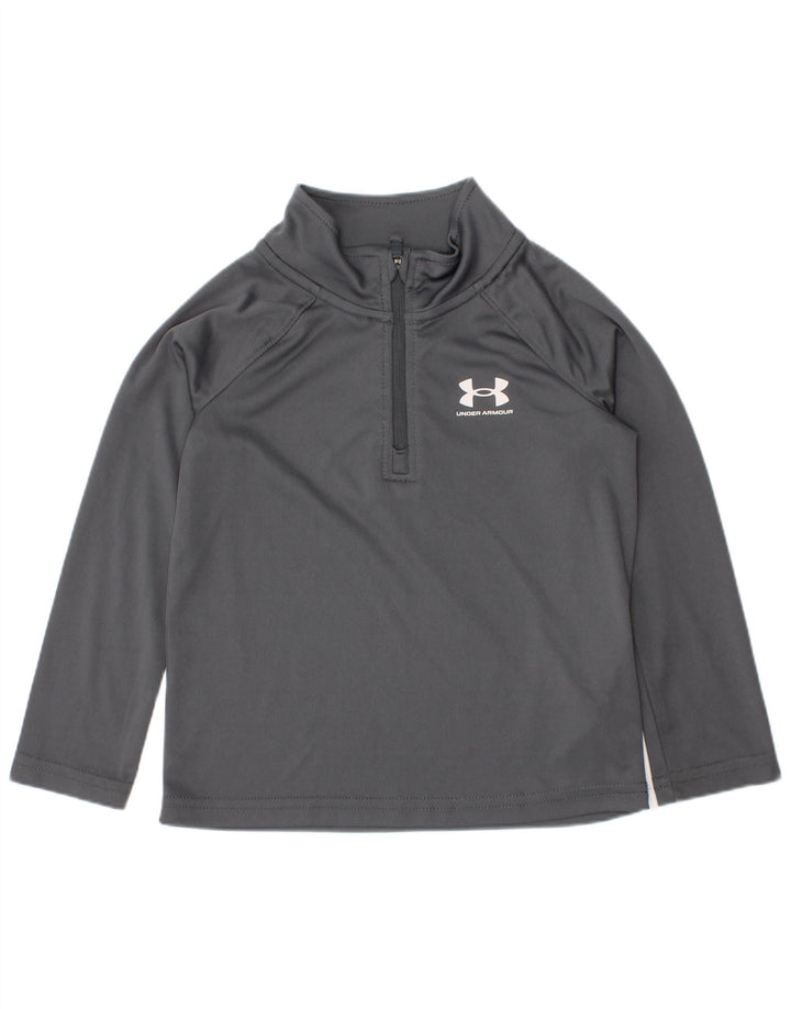 Under Armour Camiseta de chándal con cremallera y cuello para niño 2-3 años Gris Poliéster