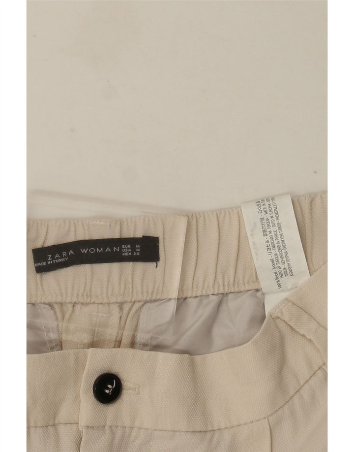 ZARA Mujer Pantalón Capri Pegged Mediano W28 L22 Lyocell Beige