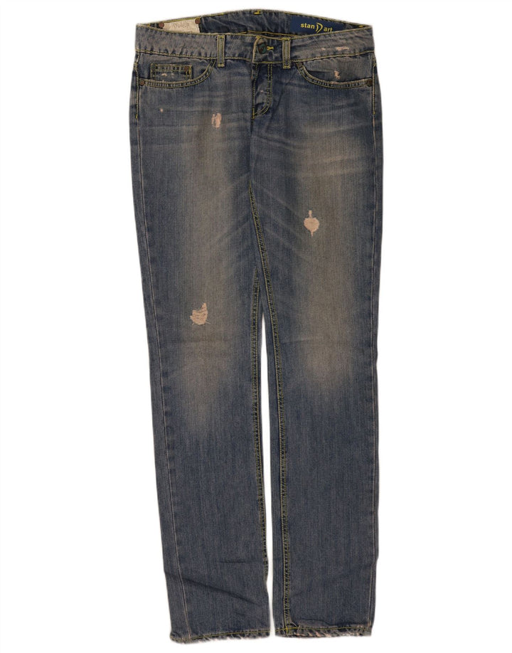 Dondup Vaqueros Rectos Desgastados Mujer W30 L34 Algodón Azul