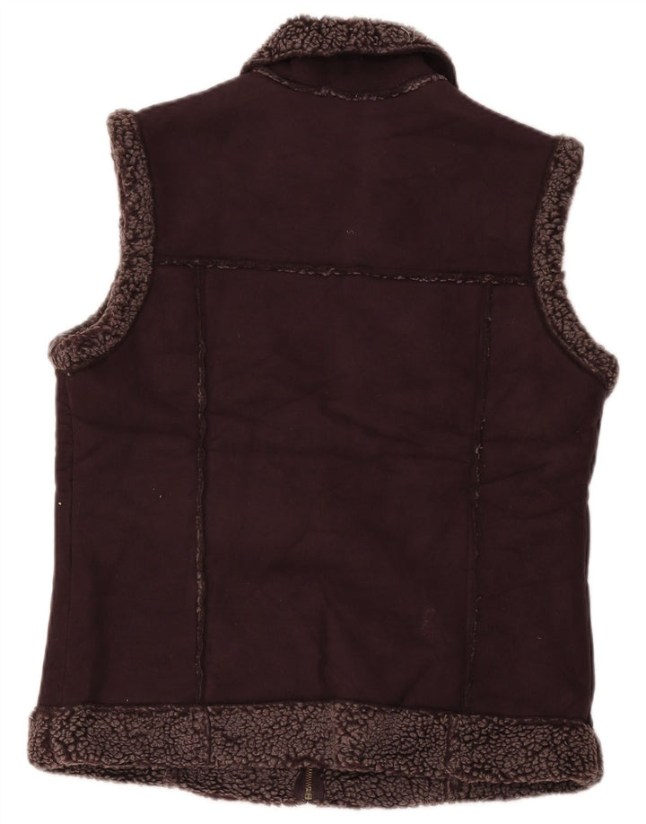 Marks & Spencer Chaleco Sherpa para mujer UK 42 Poliéster burdeos mediano