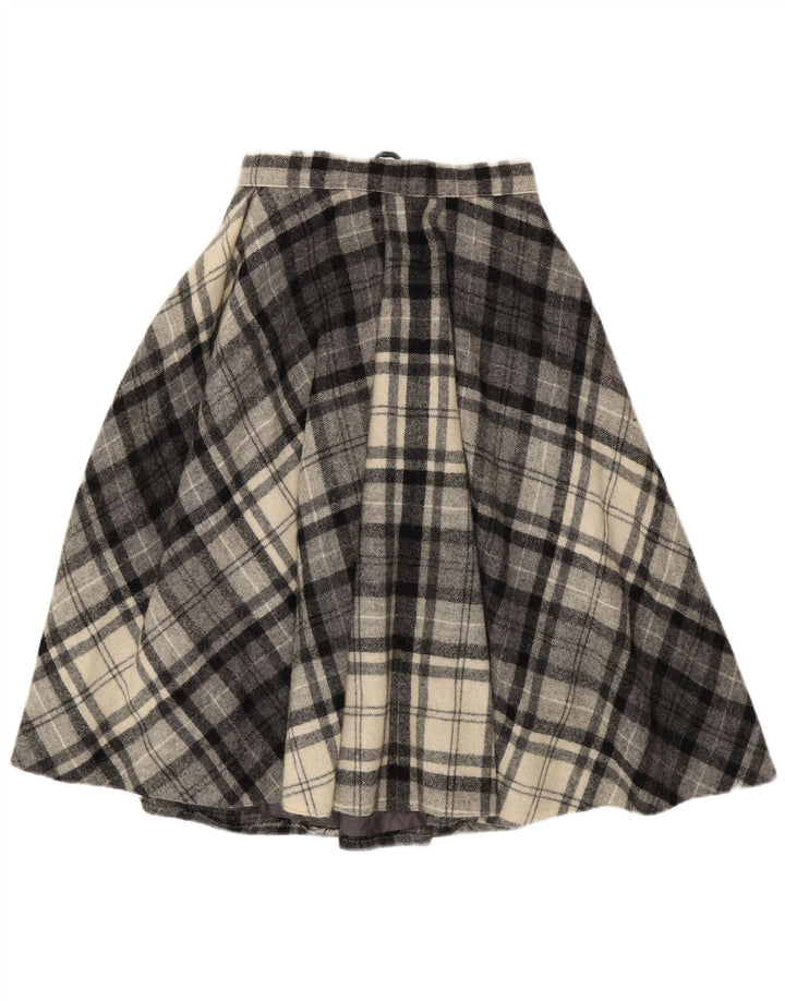 Falda acampanada vintage para mujer EU 40 Mediana W28 Gris Check