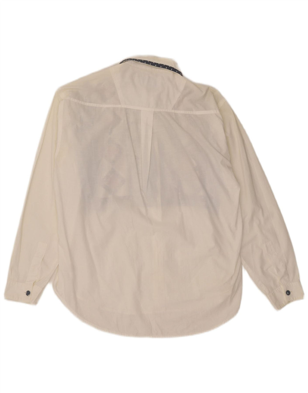 Vintage mujer camisa de gran tamaño blusa Reino Unido 14 algodón geométrico blanco medio