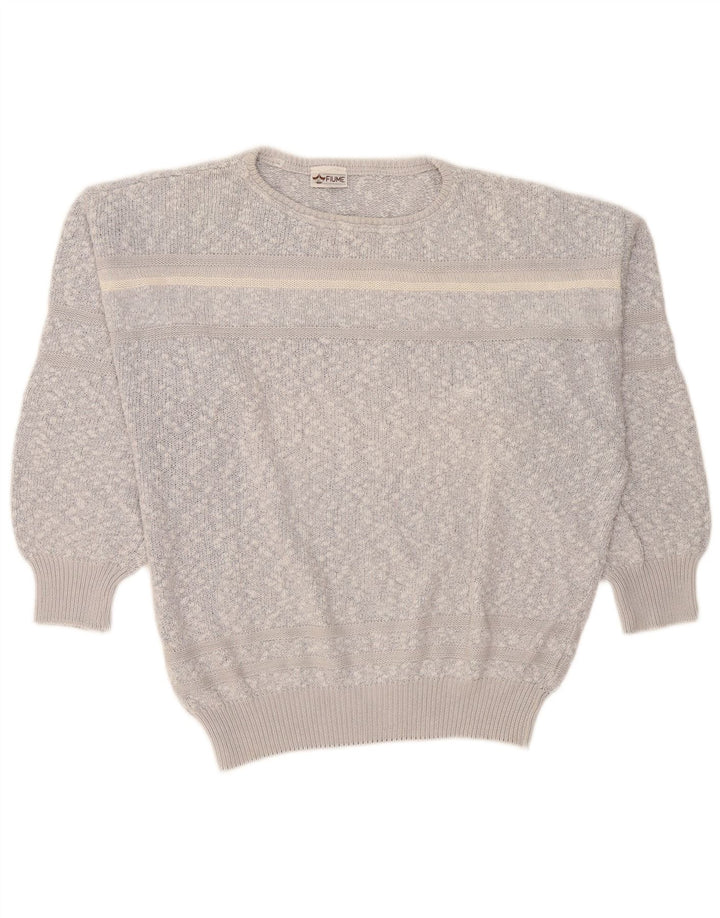 Fiume Jersey Suelto con Cuello Redondo para Hombre IT 50 Gris Medio Moteado