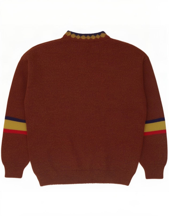 Vintage hombres tortuga cuello jumper suéter grande marrón Argyle/Diamante