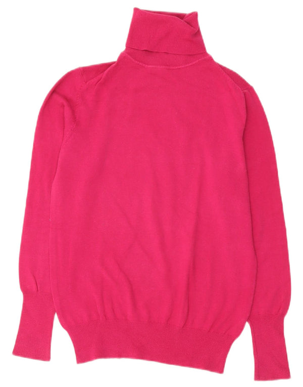 Zara Womens Roll Neck Jumper Sweater UK 16 Large Pink Cotton