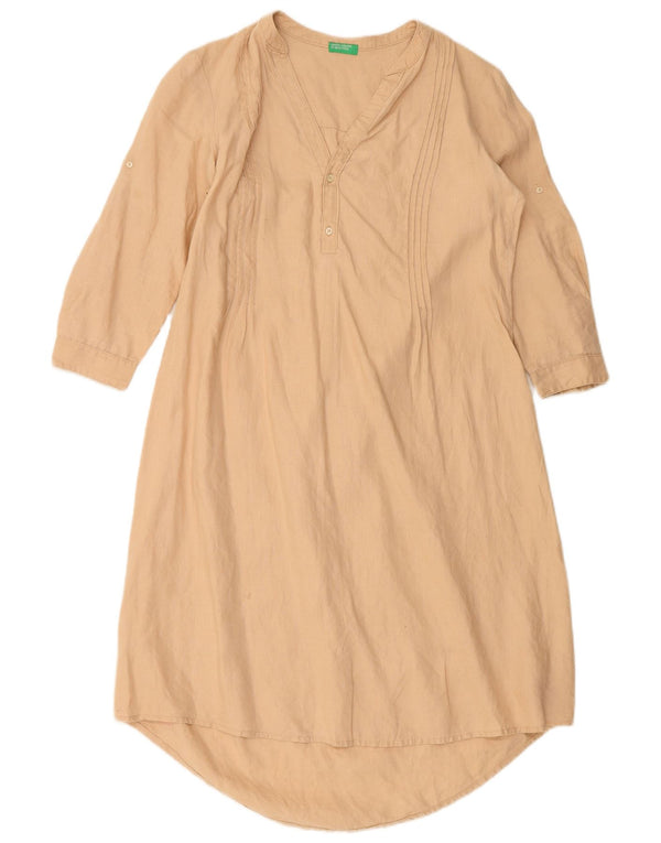 BENETTON Vestido túnica de manga 3/4 para mujer UK 44 Beige medio