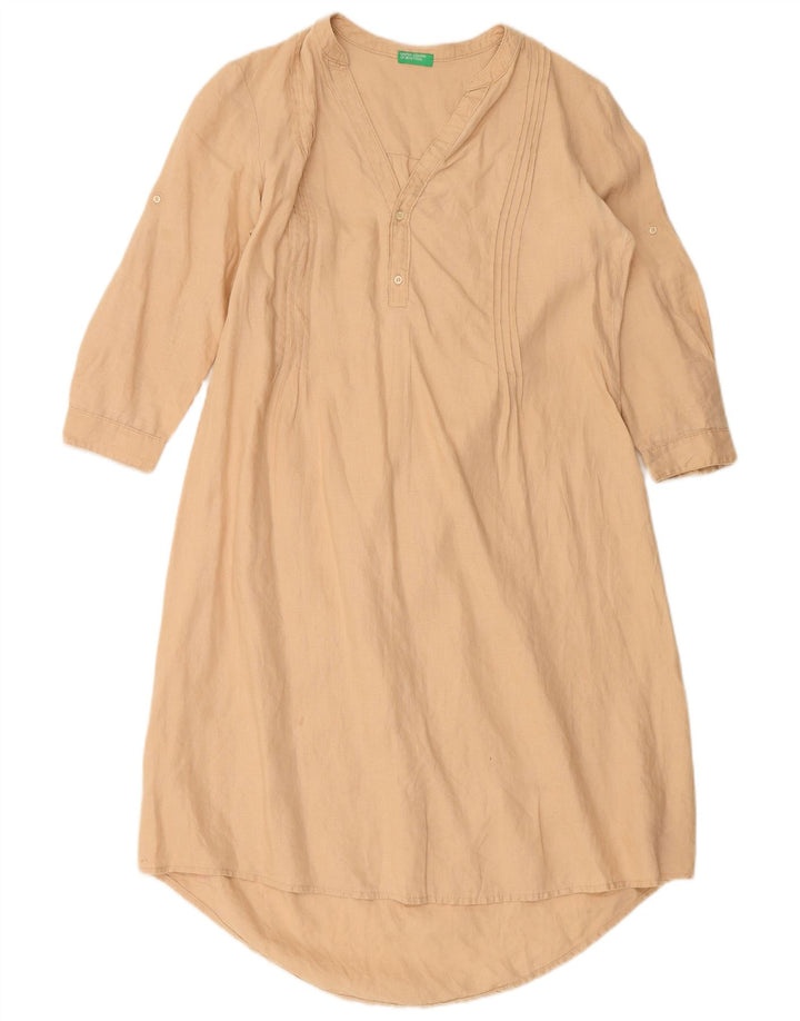 BENETTON Vestido túnica de manga 3/4 para mujer UK 44 Beige medio