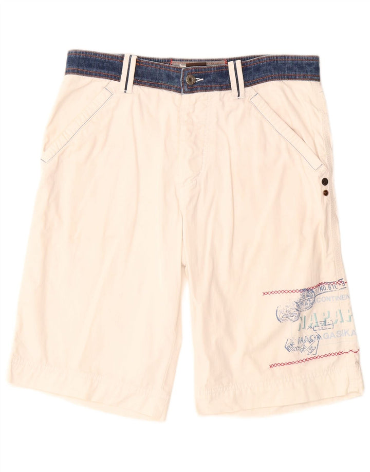Napapijri Shorts cargo gráficos para hombre IT 46 Small W30 White