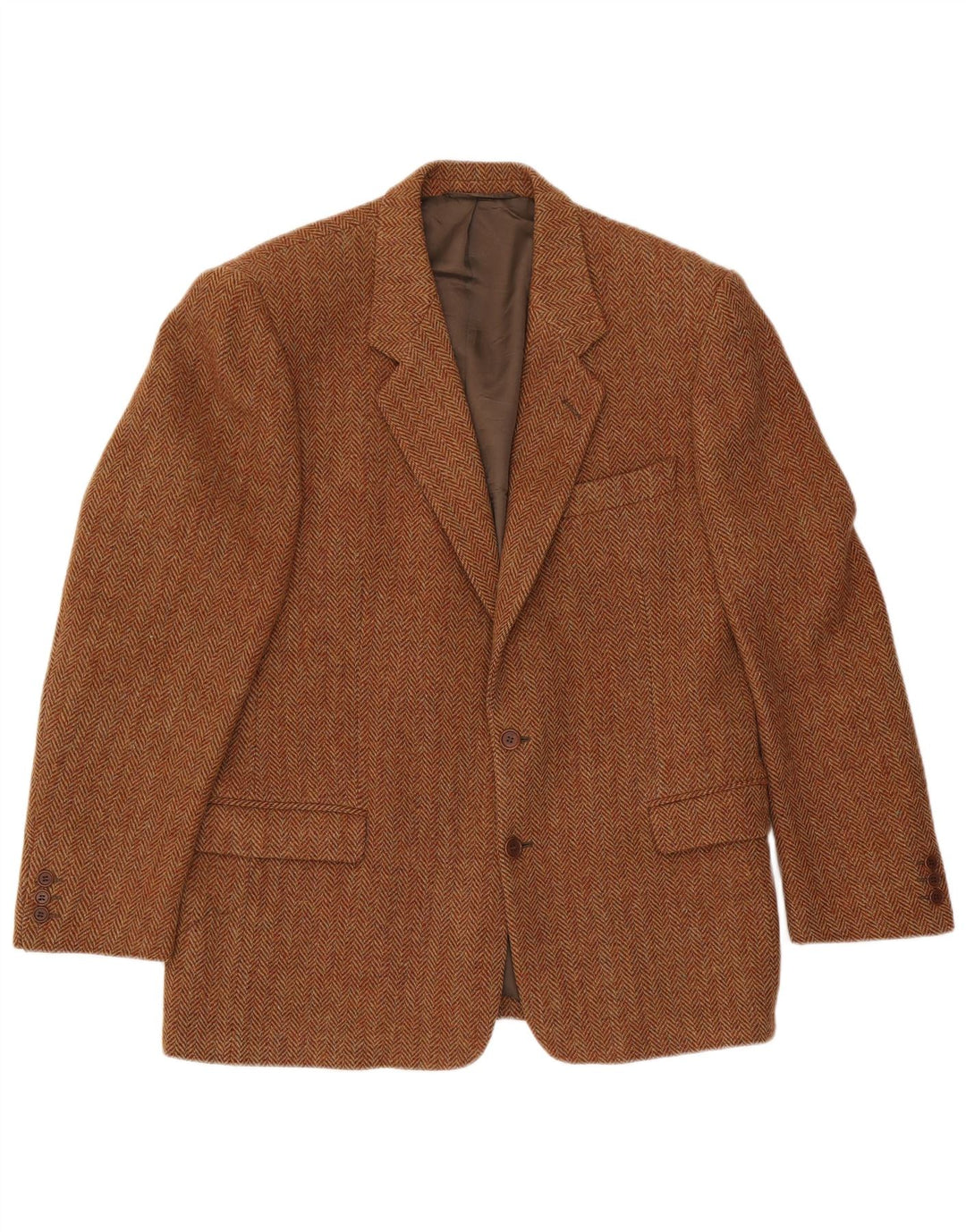Harris Tweed Chaqueta tipo blazer de 2 botones para hombre IT 54 2XL Lana de espiga marrón