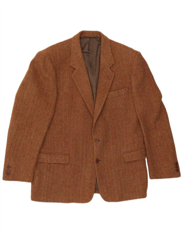 Harris Tweed Chaqueta tipo blazer de 2 botones para hombre IT 54 2XL Lana de espiga marrón