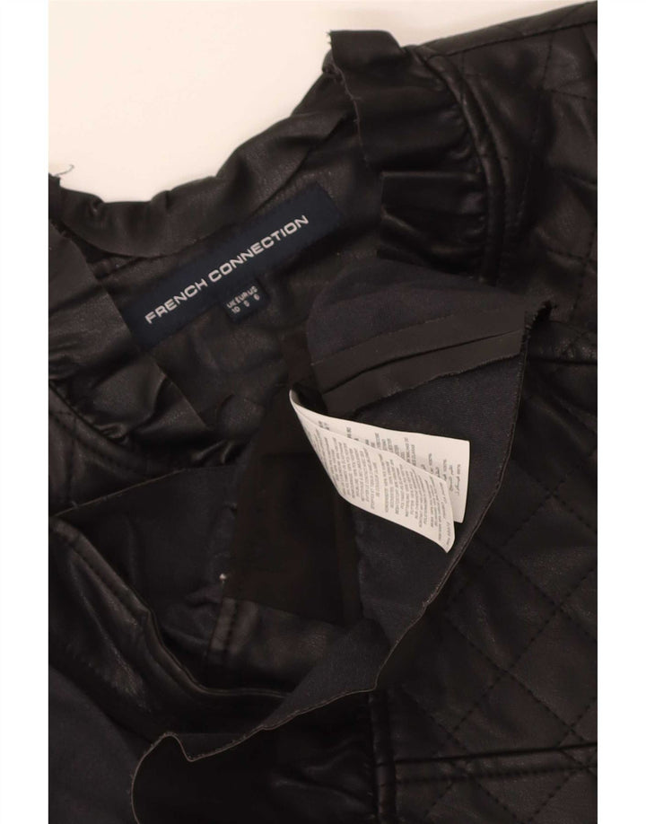 French Connection Chaqueta acolchada de piel sintética para mujer UK 40 Small Negro