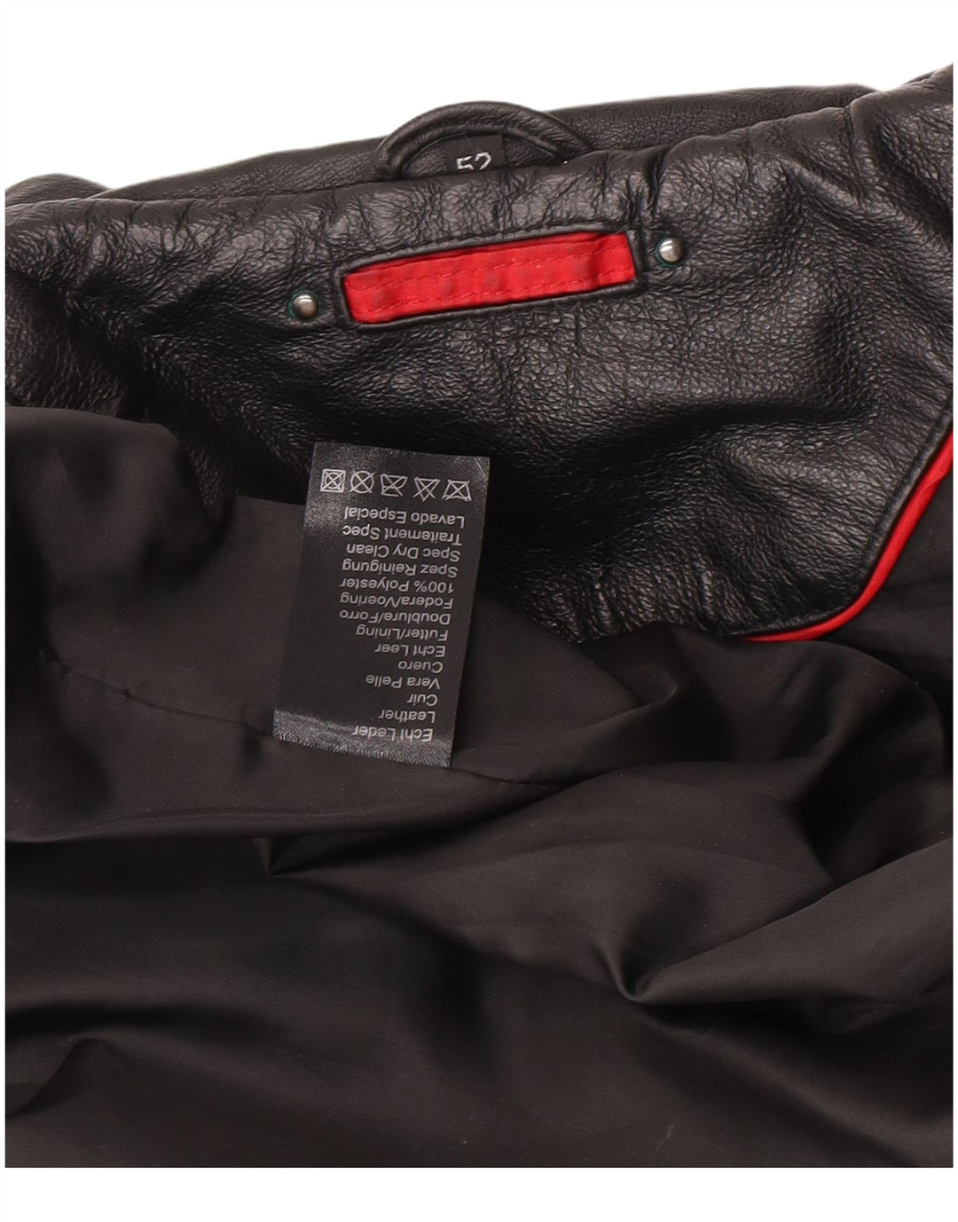 Chaqueta de cuero vintage para hombre IT 52 XL cuero negro