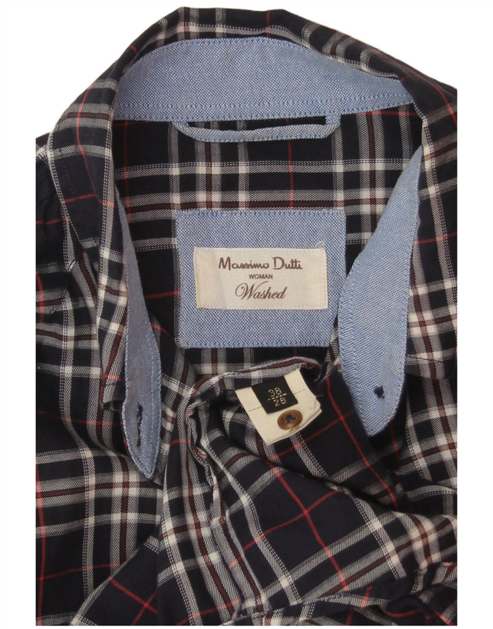 Camisa Massimo Dutti Mujer EU 38 Small Azul Marino Cuadros