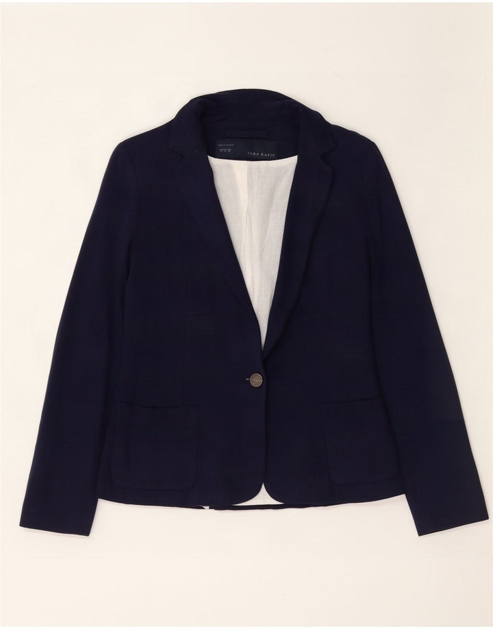 Zara Mujer Chaqueta Blazer De 1 Botón UK 10 Small Azul Marino
