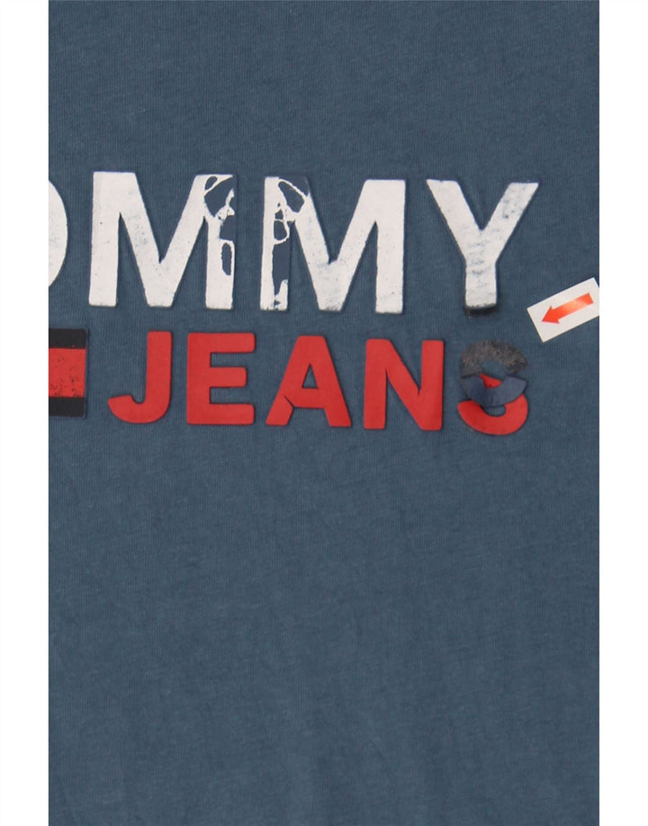 TOMMY HILFIGER Mens Graphic T-Shirt Top Large Blue Vintage Tommy Hilfiger and Second-Hand Tommy Hilfiger from Messina Hembry 