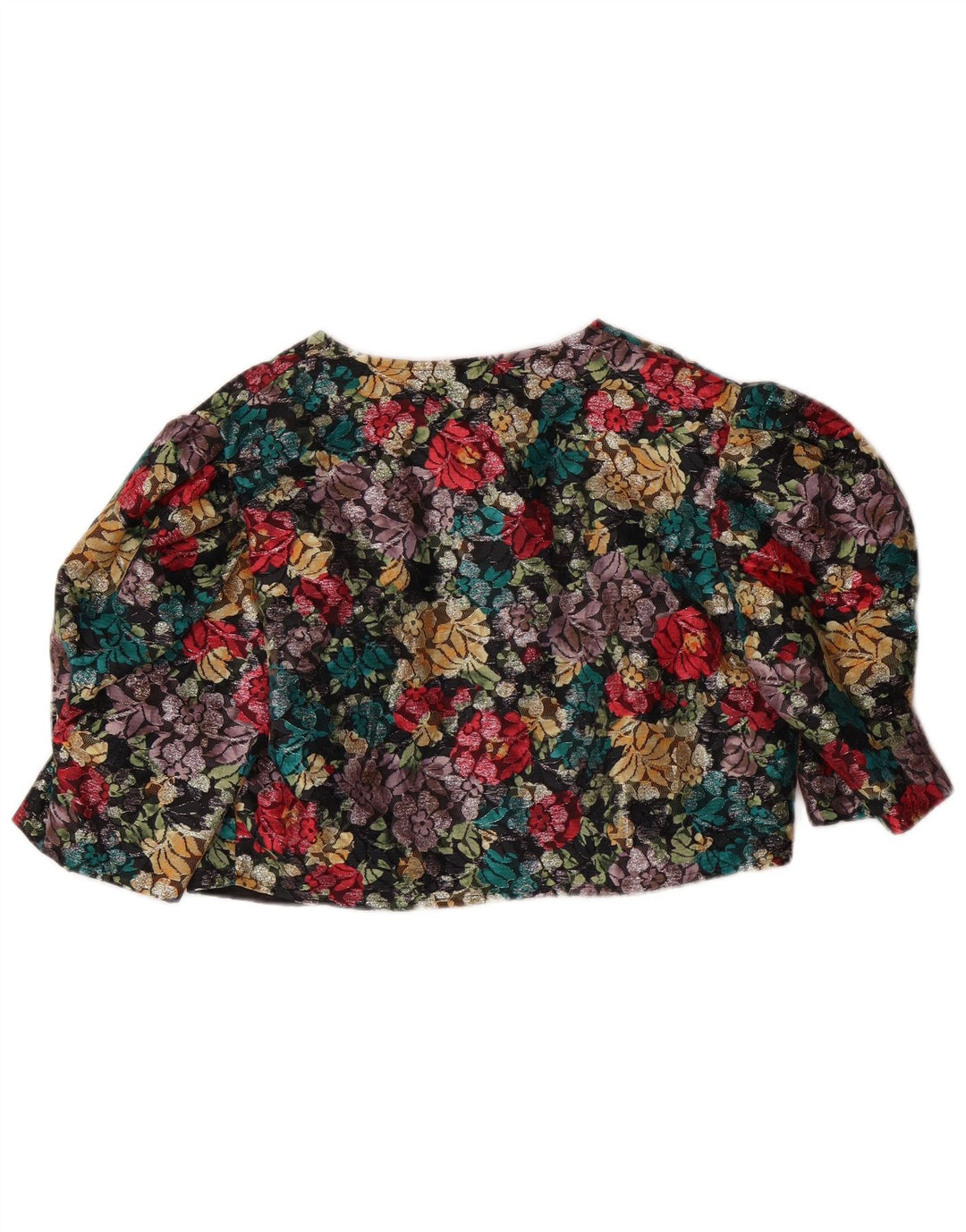 VINTAGE Chaqueta Bolero de manga 3/4 para mujer Reino Unido 14 Floral multicolor medio