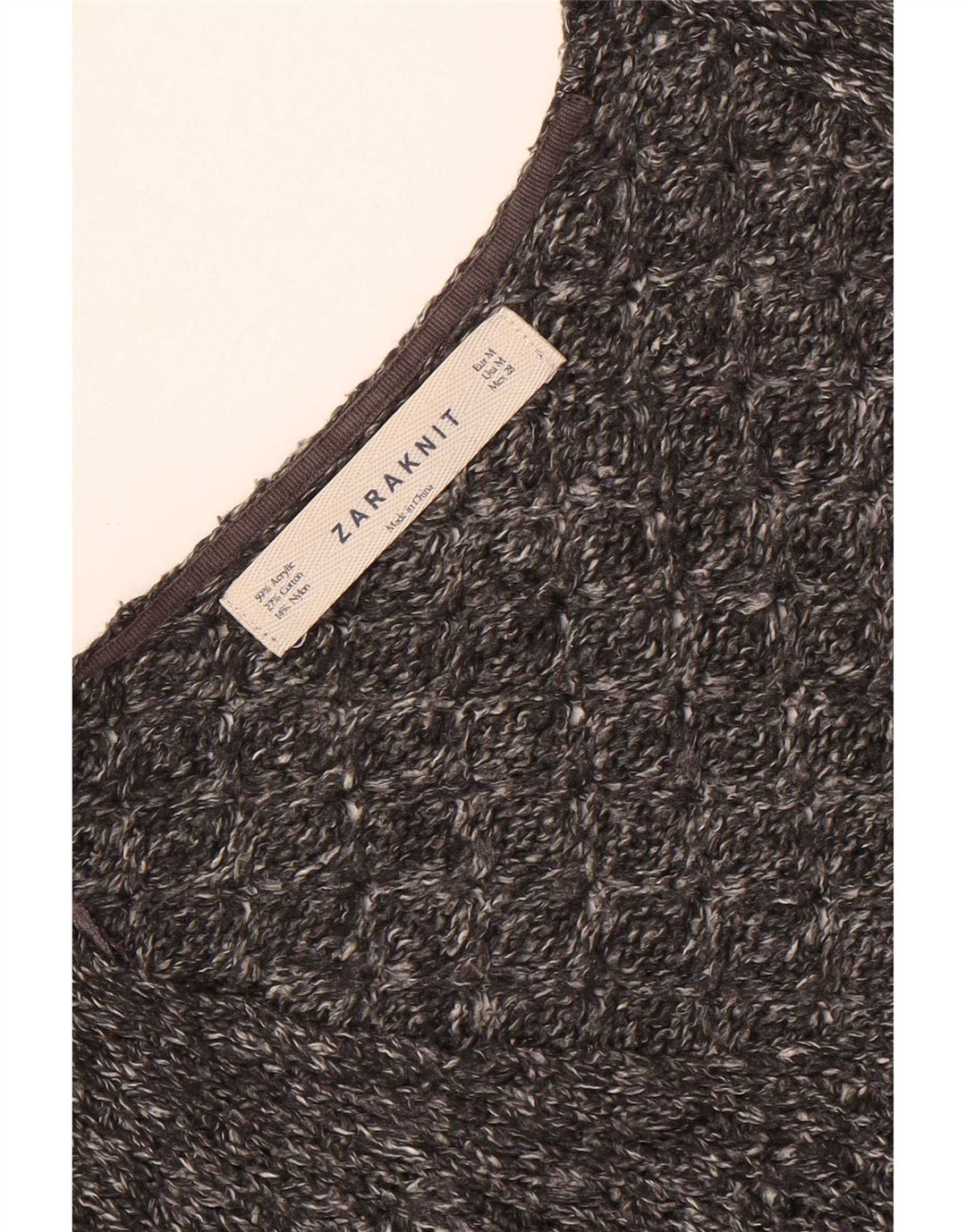 Zara Mujer Crop Jersey De Gran Tamaño Con Cuello En V UK 44 Gris Medio Moteado