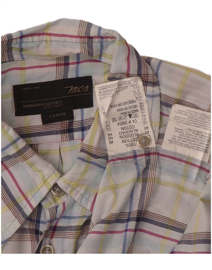 Marlboro Classics Camisa De Manga Corta Para Hombre Algodón A Cuadros Multicolor Grande