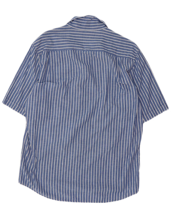 Valentino Camisa Manga Corta Hombre Talla 41 16 Algodón Rayas Azul Grande