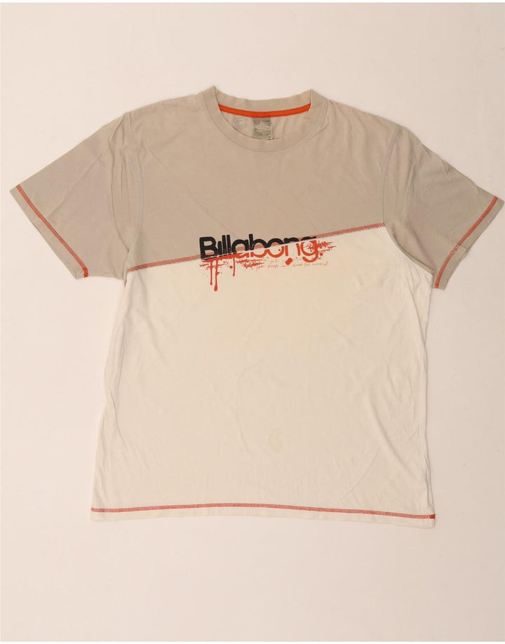 BILLABONG Camiseta gráfica para hombre Top XL Algodón color block blanco