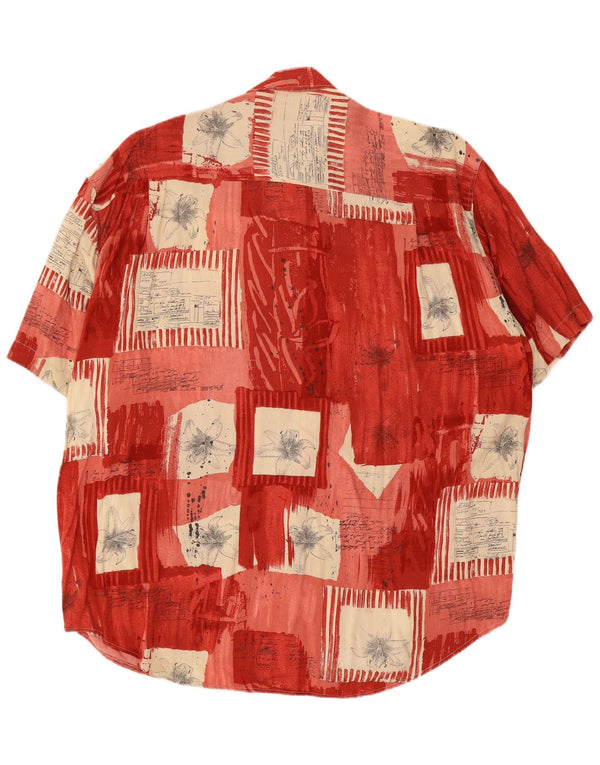 Vintage hombres camisa de manga corta gran patchwork rojo