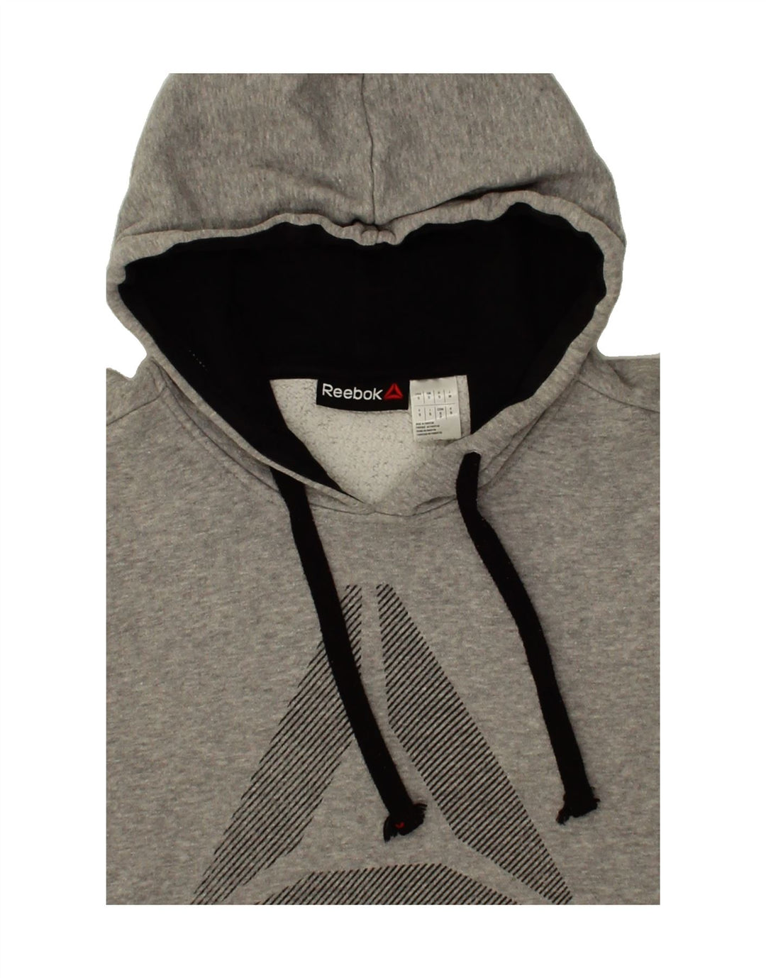 REEBOK Mens Graphic Hoodie Jumper Small Grey Cotton Vintage Reebok and Second-Hand Reebok from Messina Hembry 