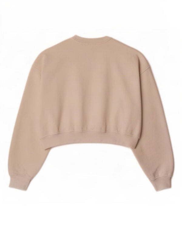 Zara Mujer Crop Sudadera Jumper UK 14 Medium Off White Algodón