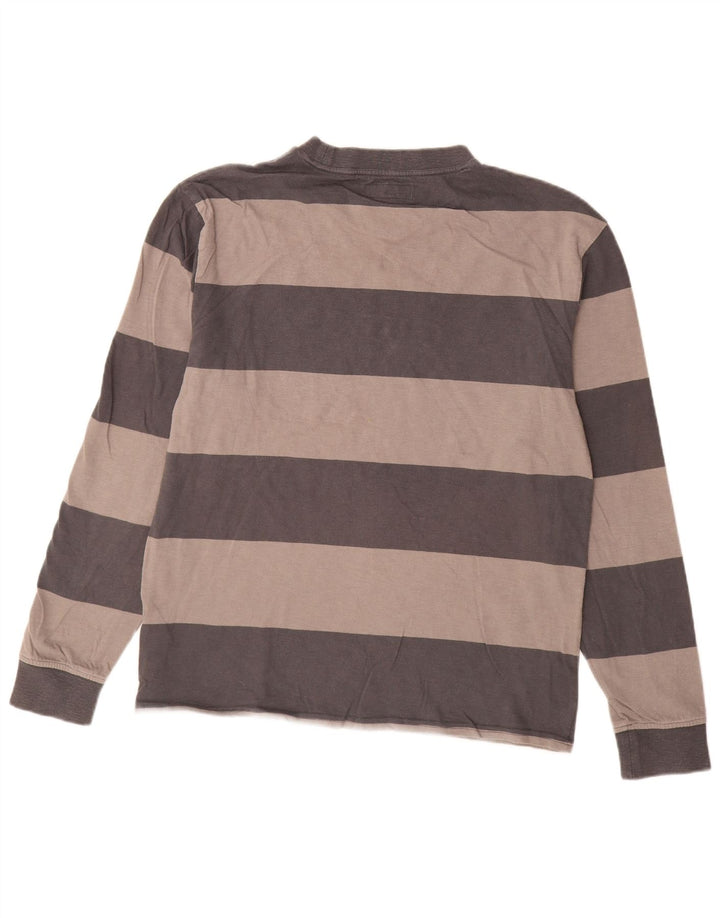 Guess Mens Graphic Top Manga Larga Algodón A Rayas Gris Medio