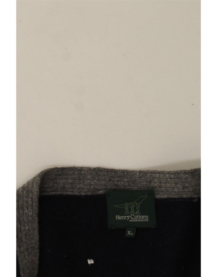 HENRY COTTONS Suéter tipo cárdigan para hombre XL Azul marino Colorblock