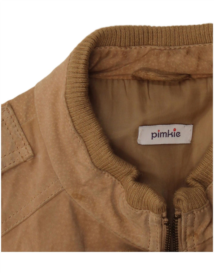 PIMKIE Womens Military Suede Bomber Jacket UK 14 Medium Beige