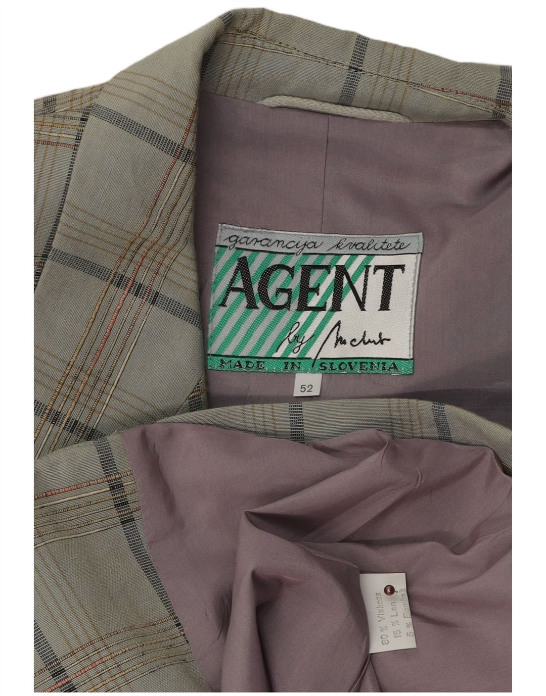 VINTAGE Chaqueta Blazer de 2 Botones para Hombre IT 52 XL Viscosa a Cuadros Gris