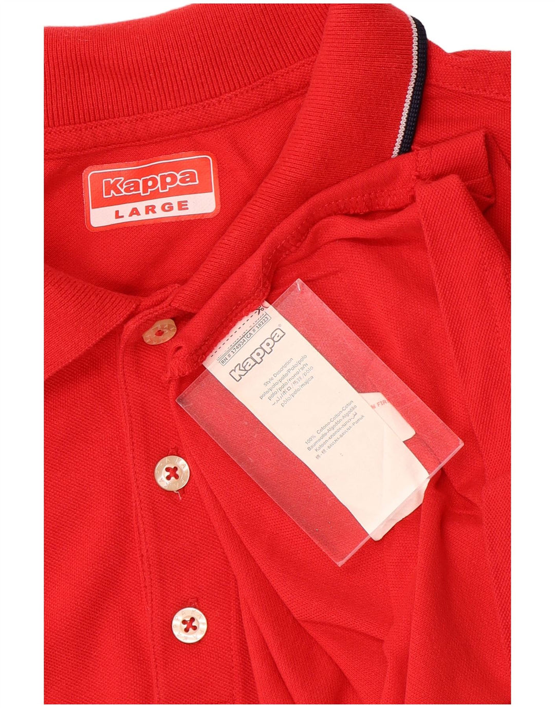 KAPPA Polo para hombre grande de algodón rojo