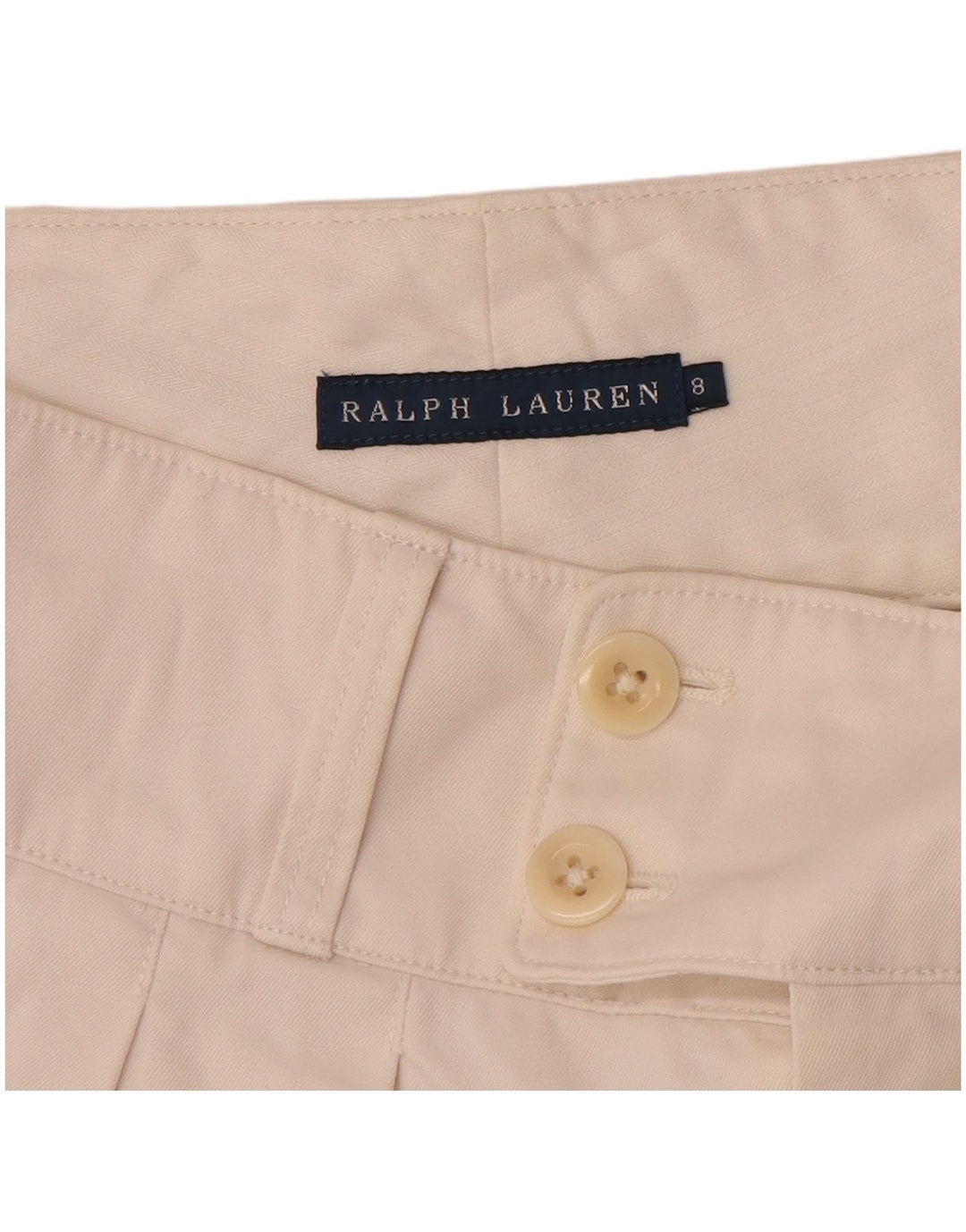 Ralph Lauren pantalones cortos chinos pegados para mujer US 8 mediano W30 algodón blanco