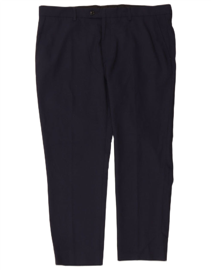 ZARA Hombre Pantalón Traje Slim W36 L26 Azul Marino