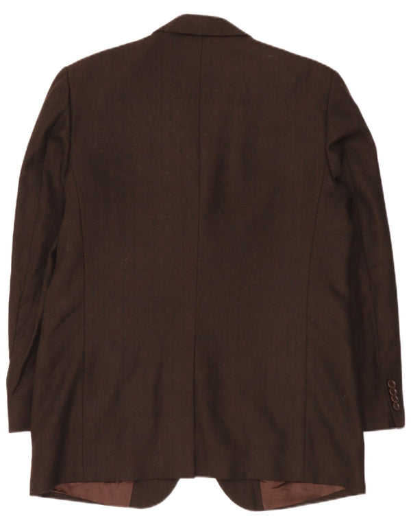 Vintage hombres 3 botones Blazer chaqueta Reino Unido 38 medio marrón lana virgen