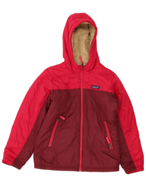 Patagonia Chaqueta acolchada con capucha para niñas 11-12 años Grande Rojo Colorblock
