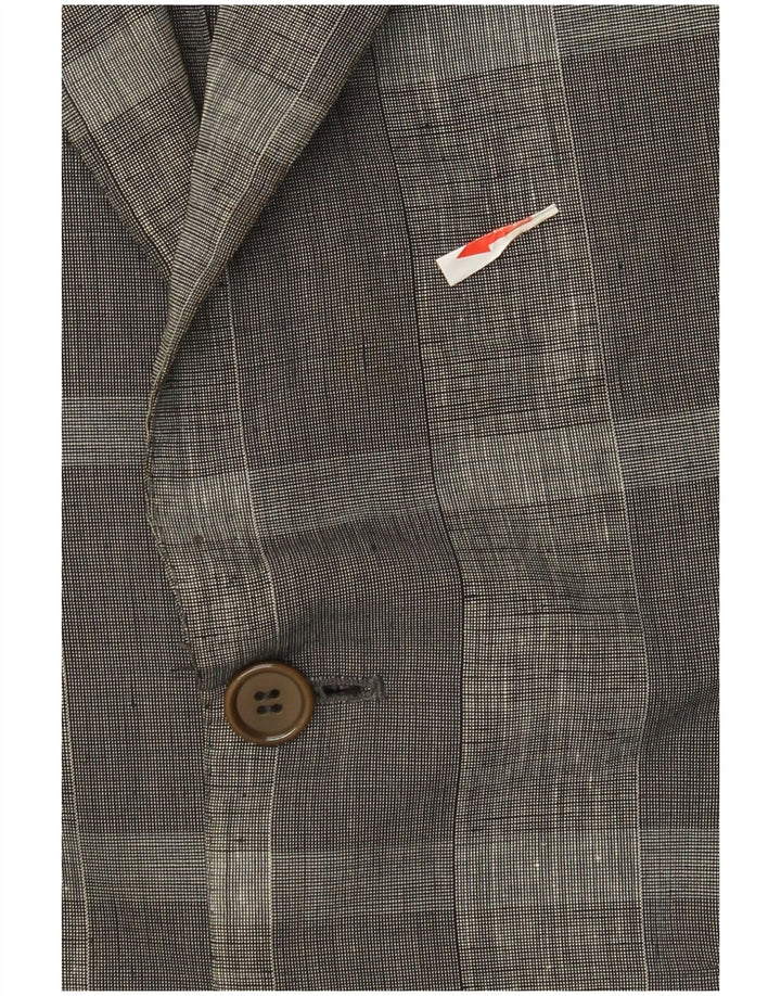 Trussardi Chaqueta Blazer De 2 Botones IT 46 Small Gris Cuadros Lino
