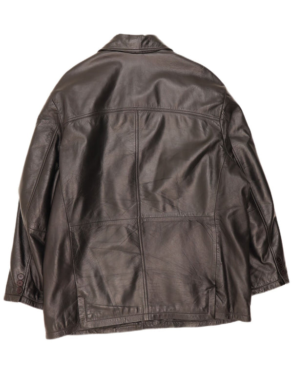 Vintage chaqueta de cuero para hombre EU 54 2XL cuero negro