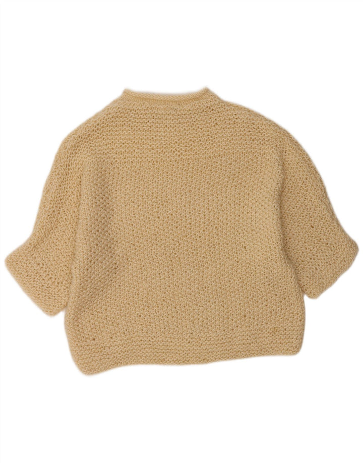 VINTAGE Suéter de jersey de cuello redondo de gran tamaño para mujer Reino Unido 18 XL Blanco apagado