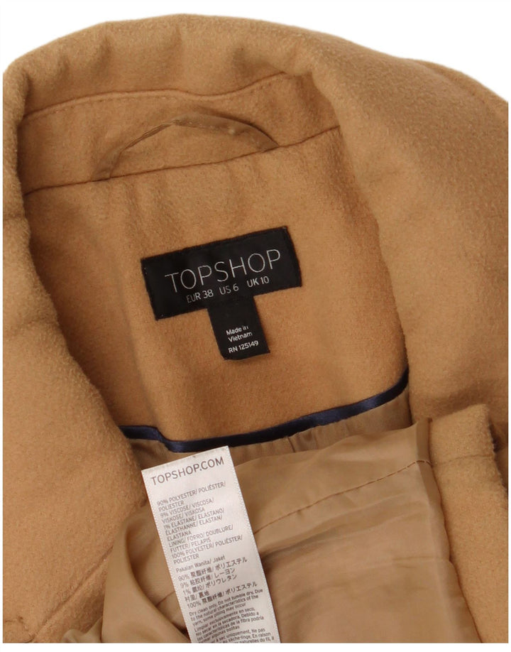 Topshop Abrigo para mujer UK 10 Small Beige Poliéster