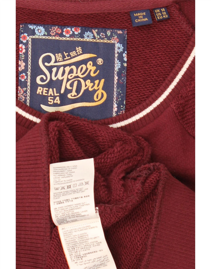 Superdry Mujer Gráfico Sudadera De Gran Tamaño Jersey Reino Unido 44 Granate Grande