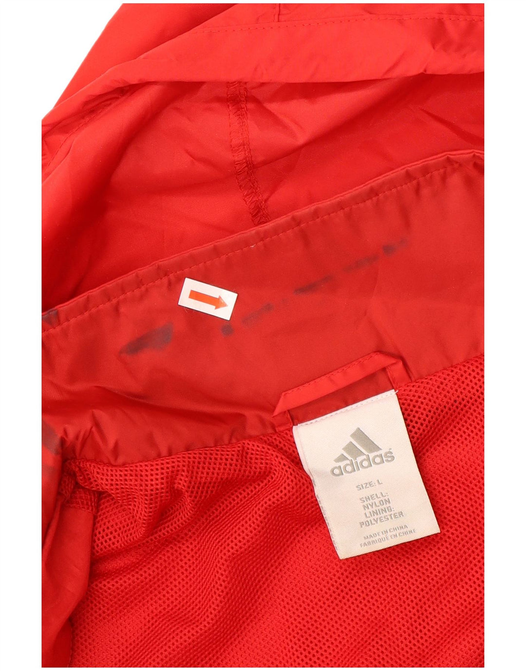 ADIDAS Chaqueta impermeable con capucha gráfica para hombre UK 40 Large Red Nylon