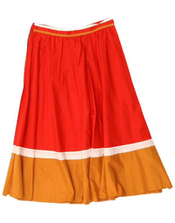 Falda midi vintage de cintura alta para mujer W28 Bloque de color rojo medio