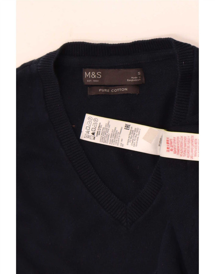 Marks & Spencer - Camiseta sin mangas para hombre, talla pequeña, algodón azul marino