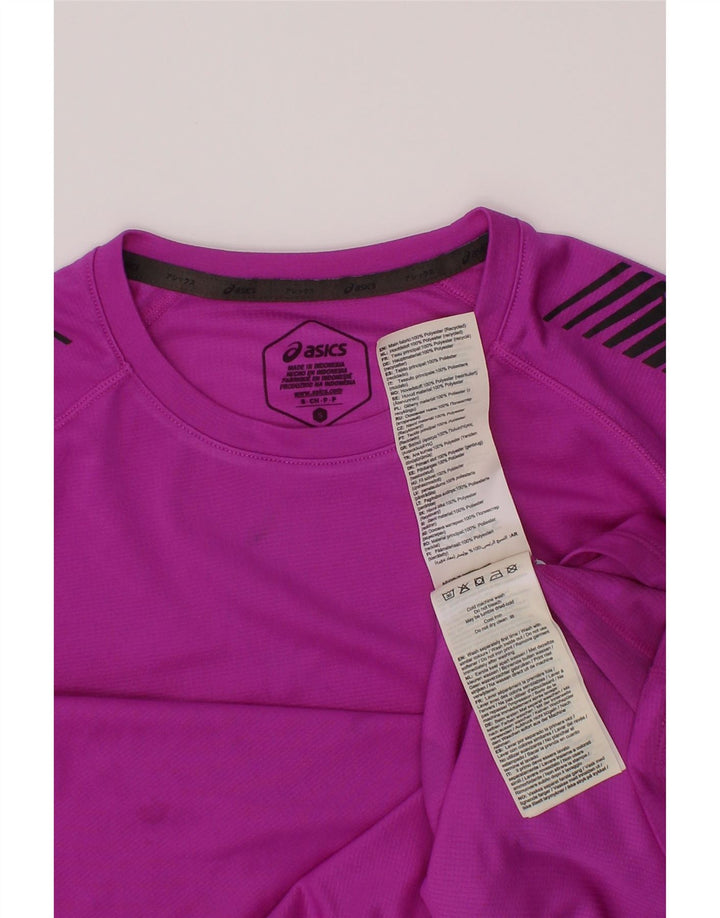 Asics Camiseta para niño Top 10-11 años Small Morado Rayas Poliéster