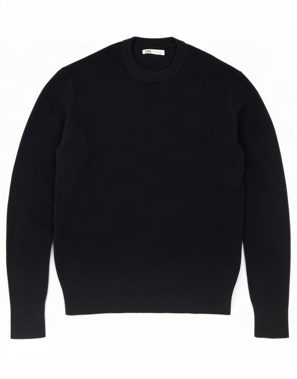 Zara Hombre Jersey Cuello Redondo Jersey Small Azul Marino Algodón