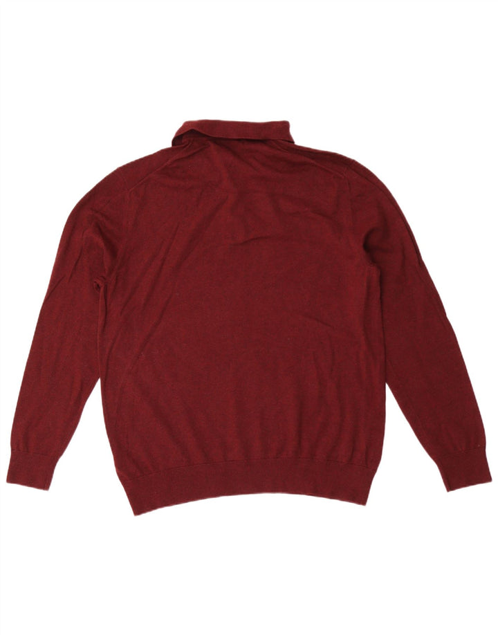 Marks & Spencer Jersey tipo polo para hombre con cuello tipo polo de algodón granate medio