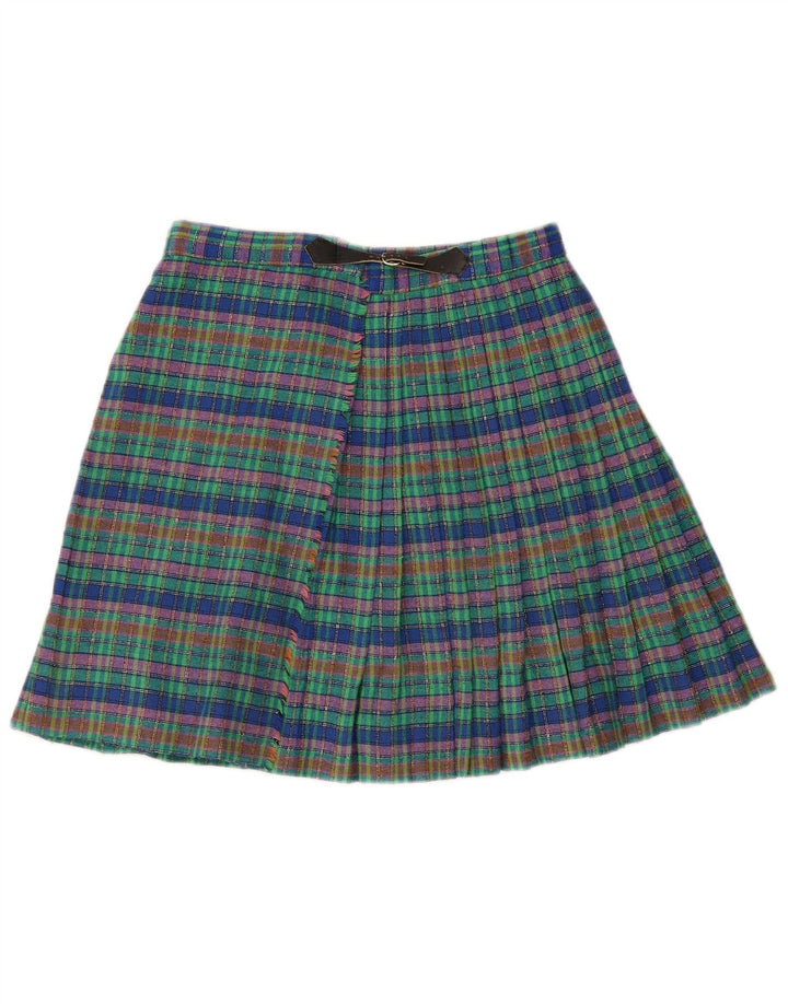 Falda envolvente vintage para mujer W26 cuadros verdes pequeños